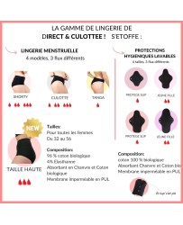 Serviette Hygiénique Lavable noire, modèle JOUR