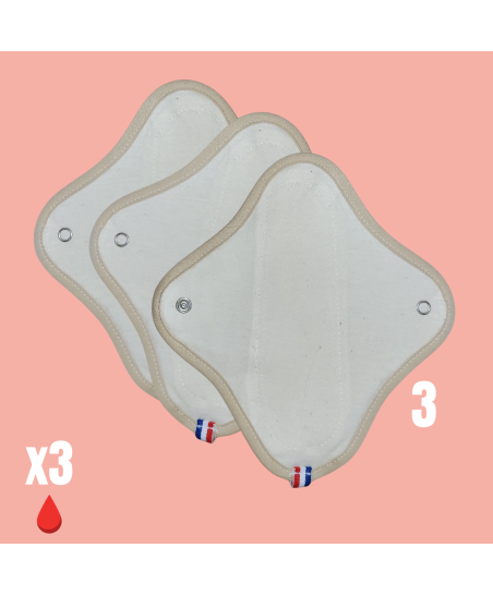 Coffret 3 protège-slips lavables – flux léger
Doux, pratiques & réutilisables – en coton bio & chanvre, made in France