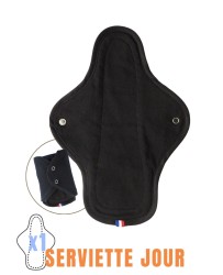 Serviette hygiénique lavable, En matières biologiques et fabriquée en France