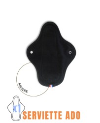 Le Trio serviettes lavables Ado en coton bio - Noir