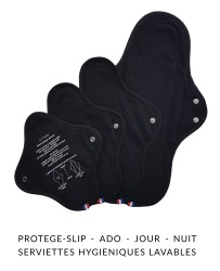 Coffret Découverte — Serviettes hygiéniques lavables Noires