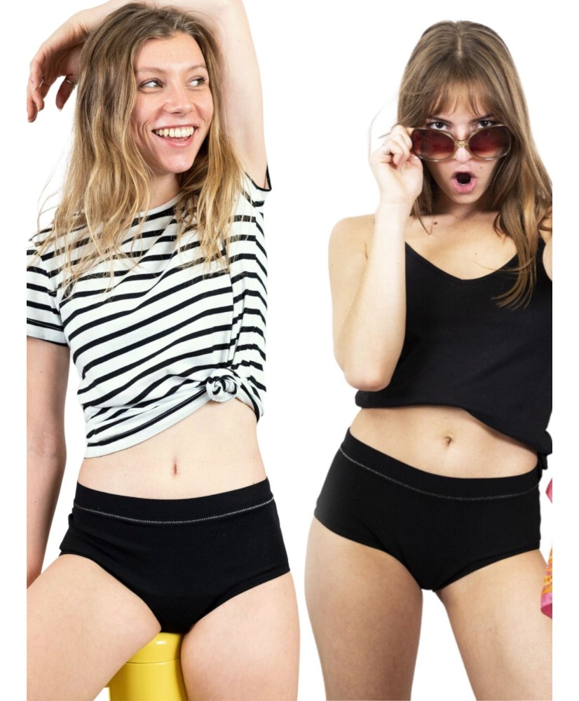 Le Duo Shortys menstruels flux LEGER en coton bio